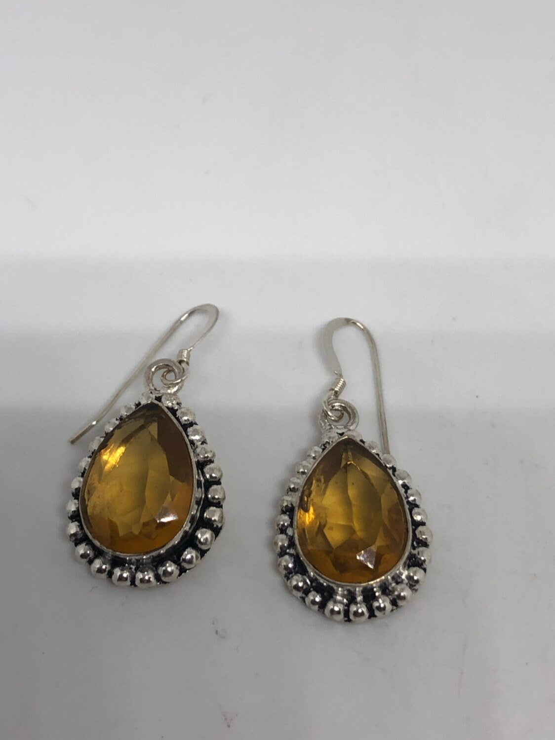 Vintage Citrine 925 Sterling Silver Lever Back Earrings