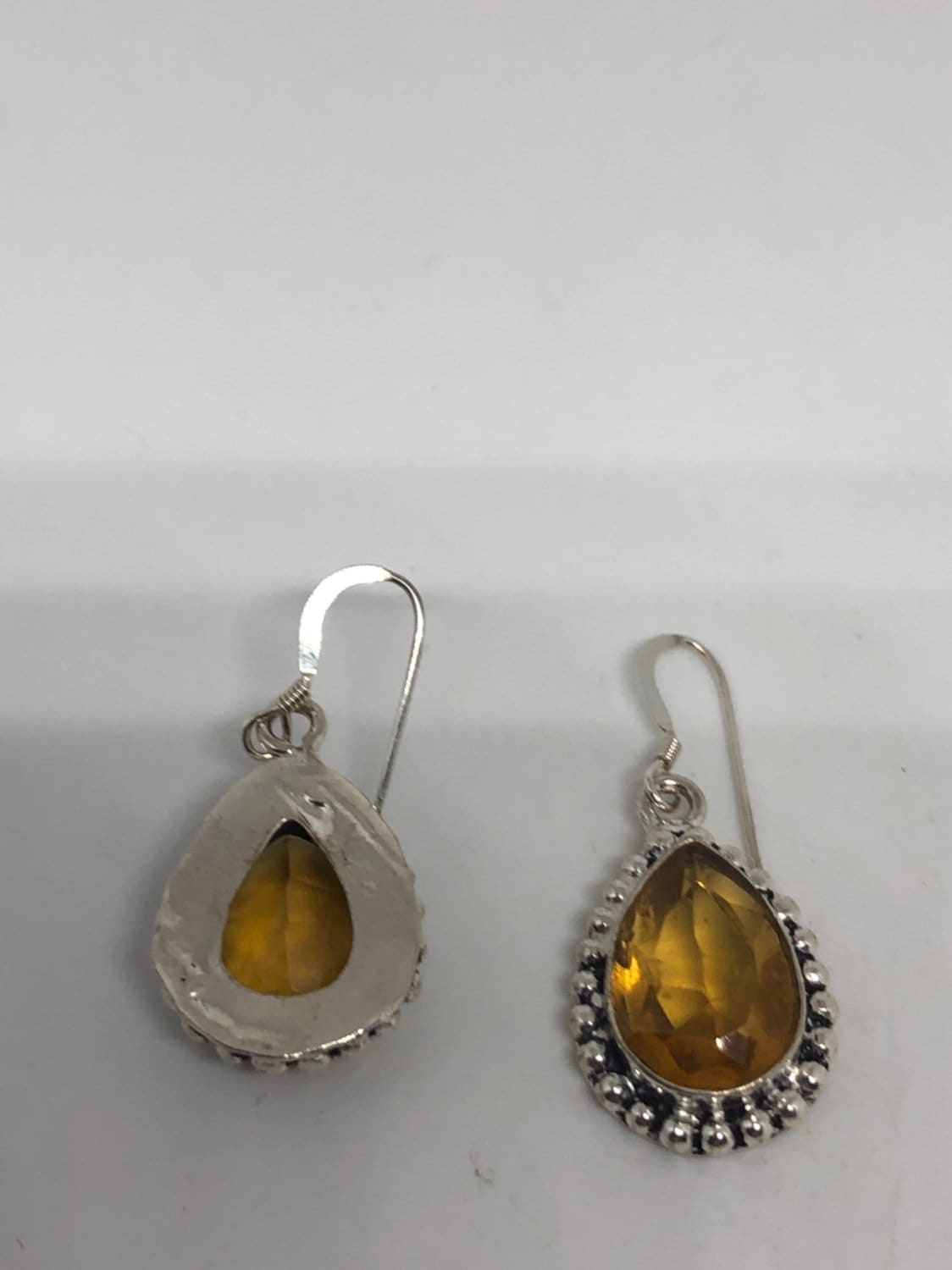 Vintage Citrine 925 Sterling Silver Lever Back Earrings