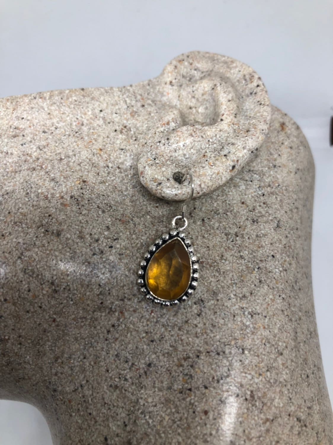 Vintage Citrine 925 Sterling Silver Lever Back Earrings