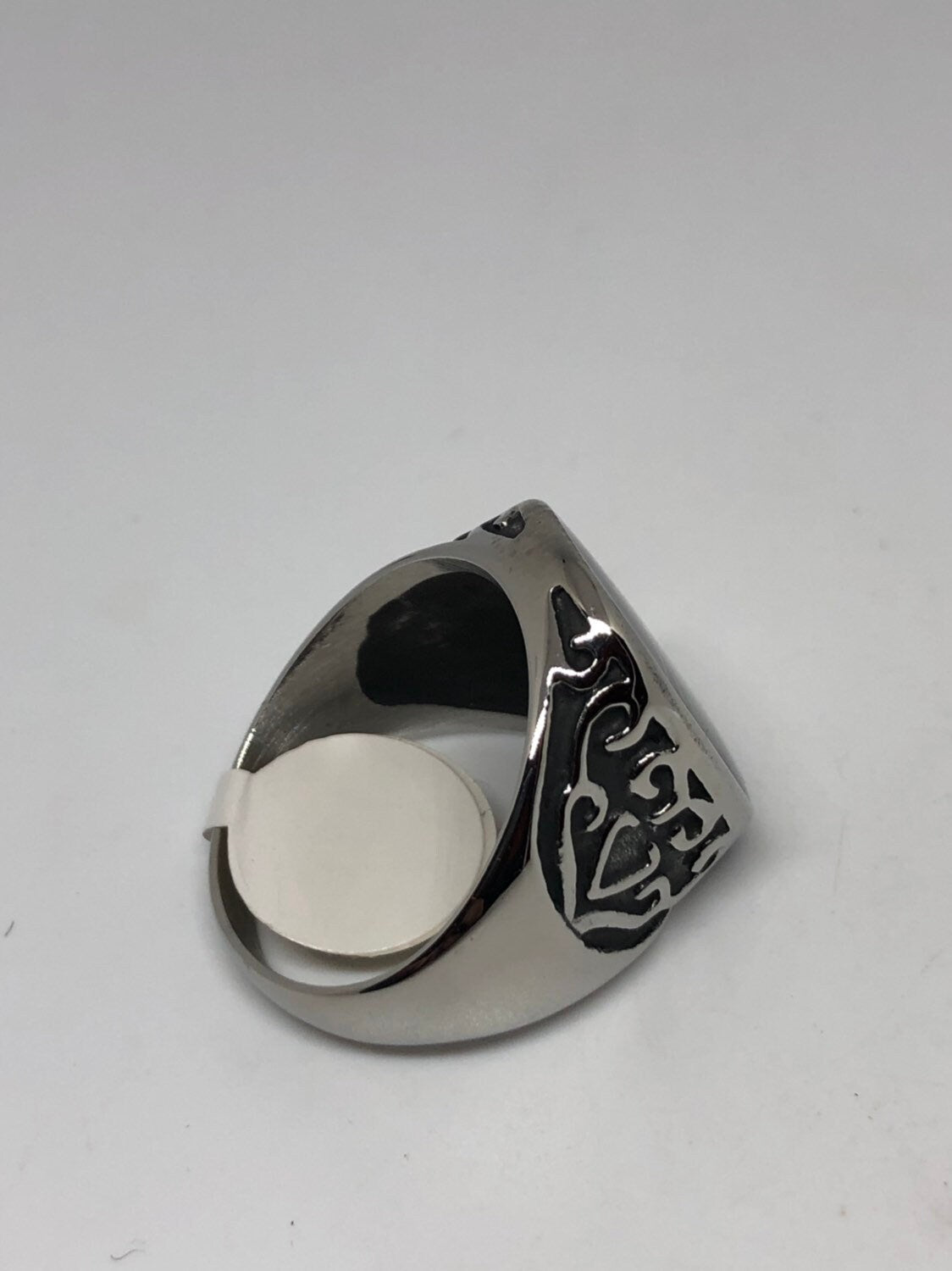 Vintage Stainless Steel Gothic Cross Mens Ring