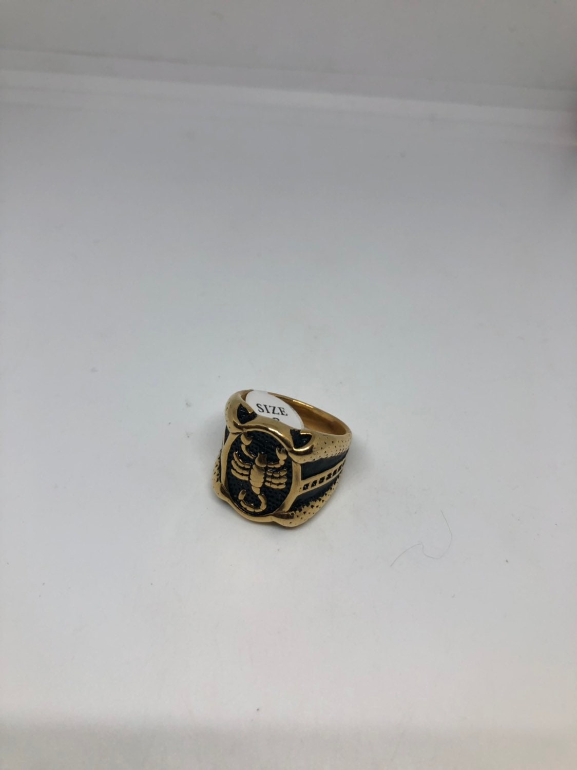Vintage Golden Stainless Steel Gothic Scorpion Mens Ring