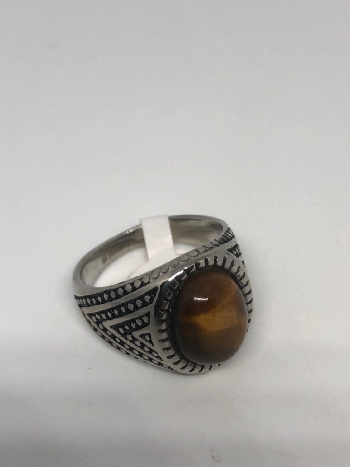 Vintage Gothic Stainless Steel Genuine Tigers Eye Ring