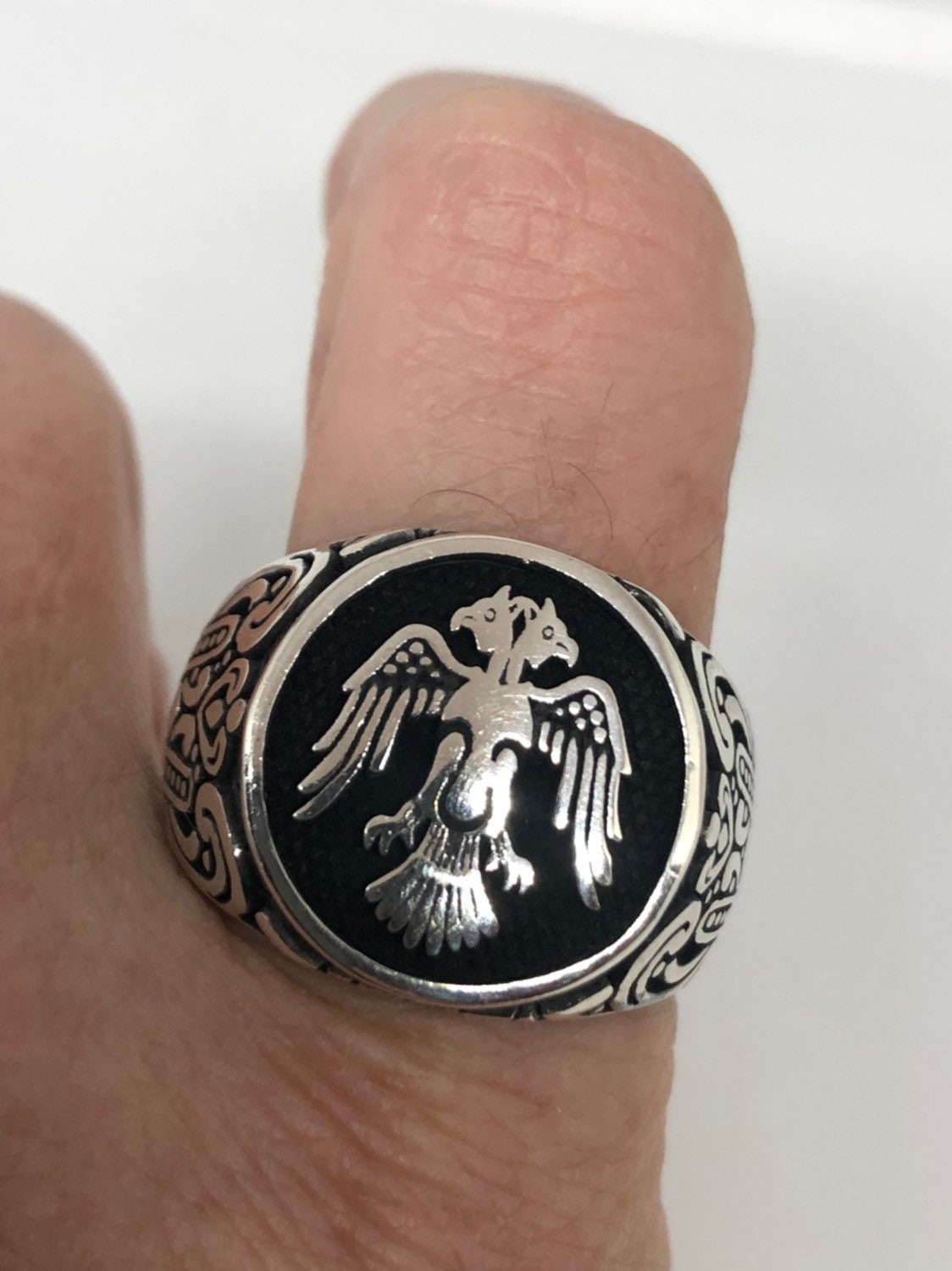 Vintage Double Headed Eagle 925 Sterling Silver Ring