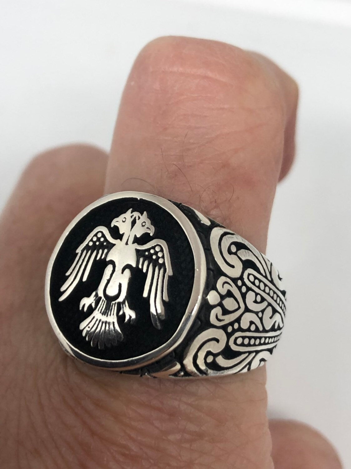 Vintage Double Headed Eagle 925 Sterling Silver Ring
