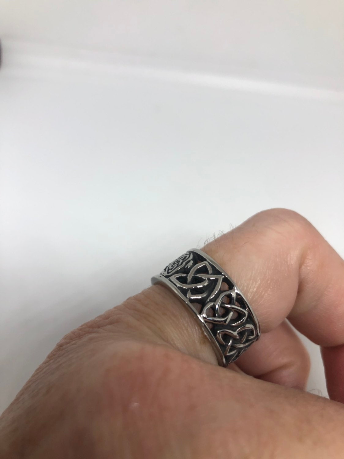 Vintage Celtic Knot Bear Stainless Steel Band Infinity Ring