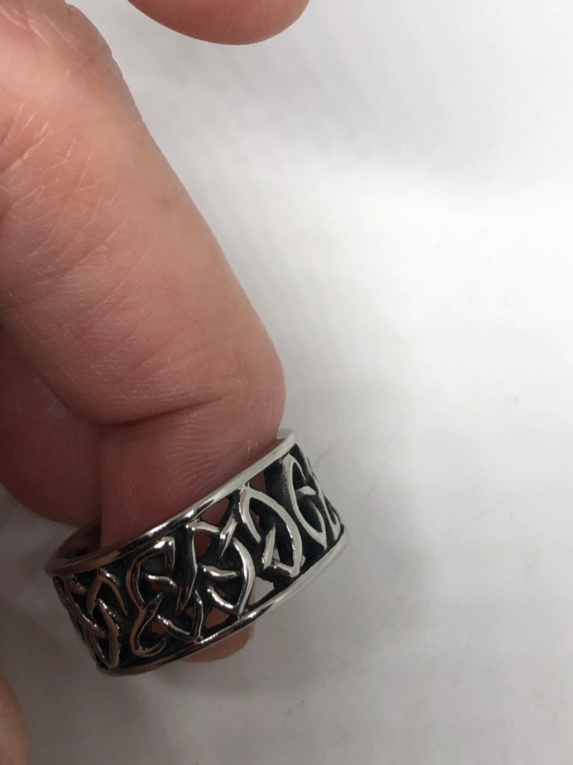 Vintage Celtic Knot Bear Stainless Steel Band Infinity Ring