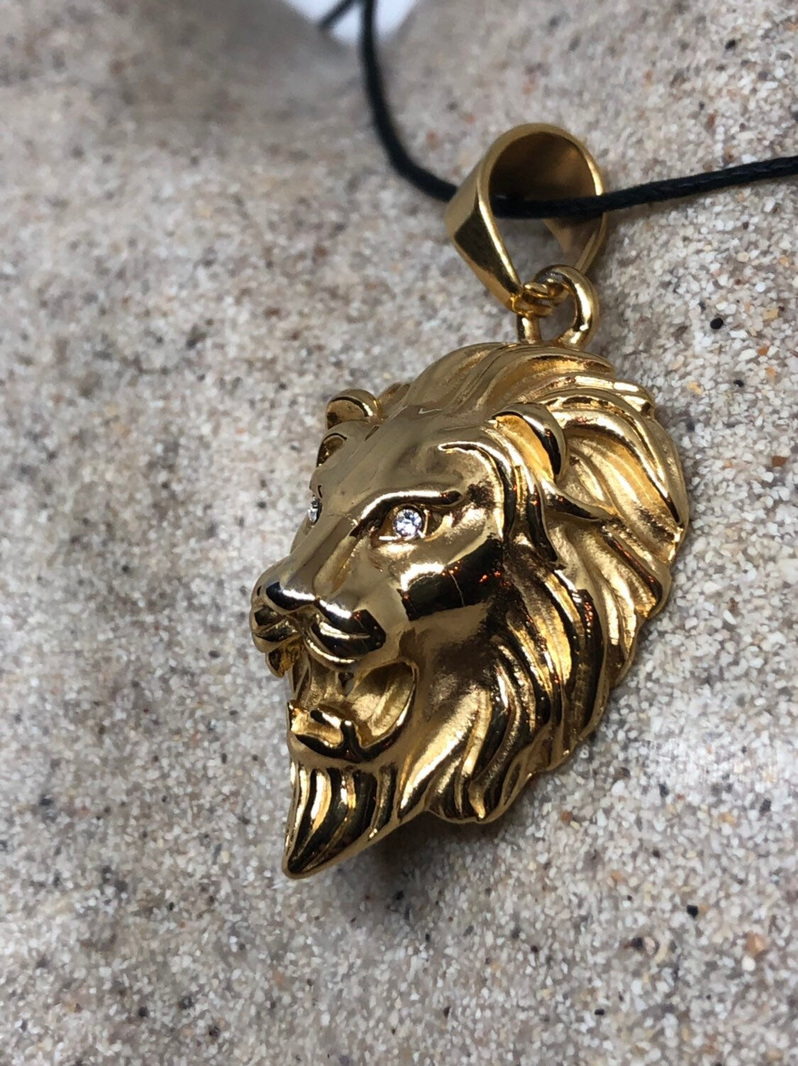 Vintage Golden Stainless Steel Lion Pendant Necklace