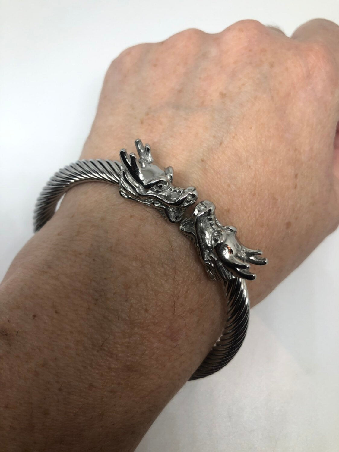 Vintage Style Unisex Mens dragon Stainless Steel Bangle Bracelet