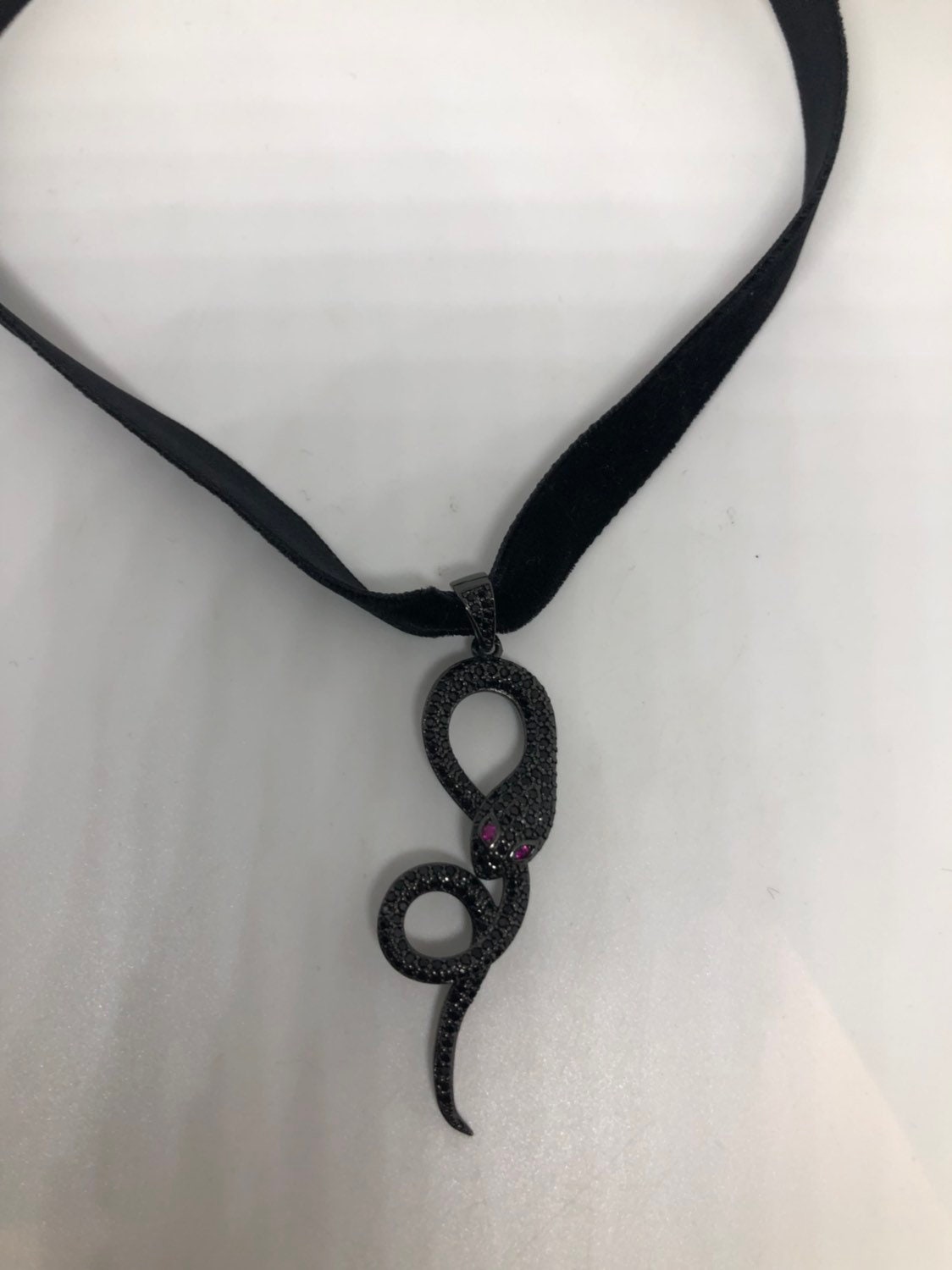 Handmade Gothic Styled Silver Finished Genuine Austrin Crystal Snake Choker Necklace