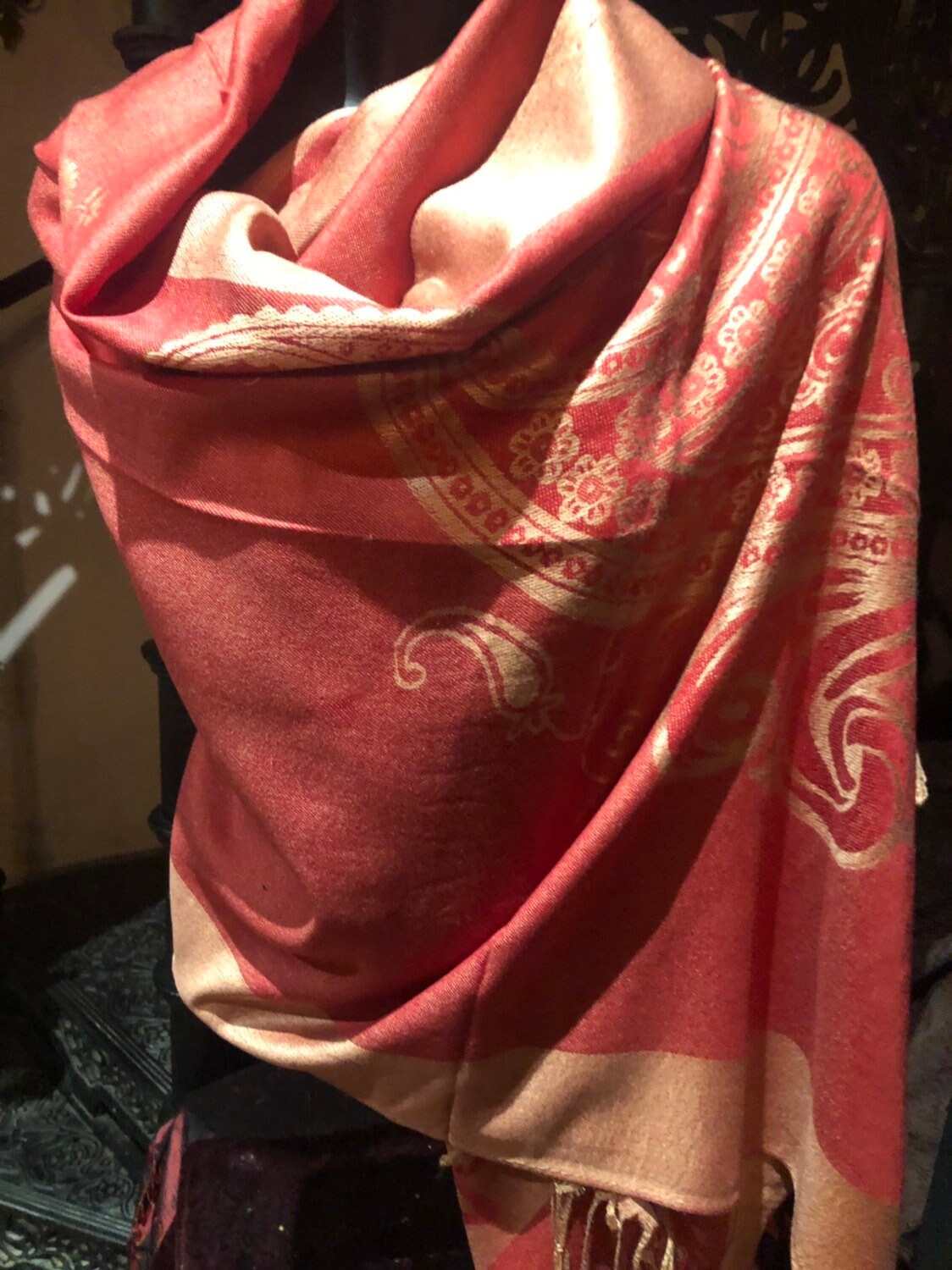 Vintage Paisley Brocade Pashmina Scarf Wrap