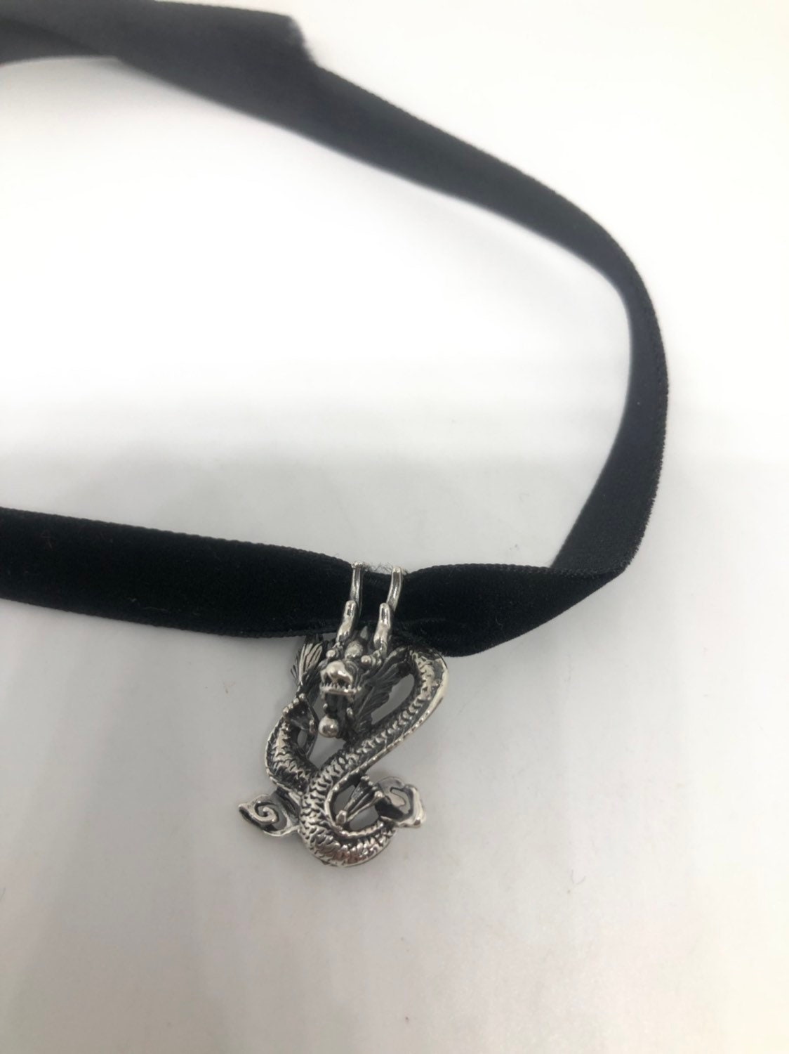 Vintage Handmade Sterling Silver 925 Dragon Necklace