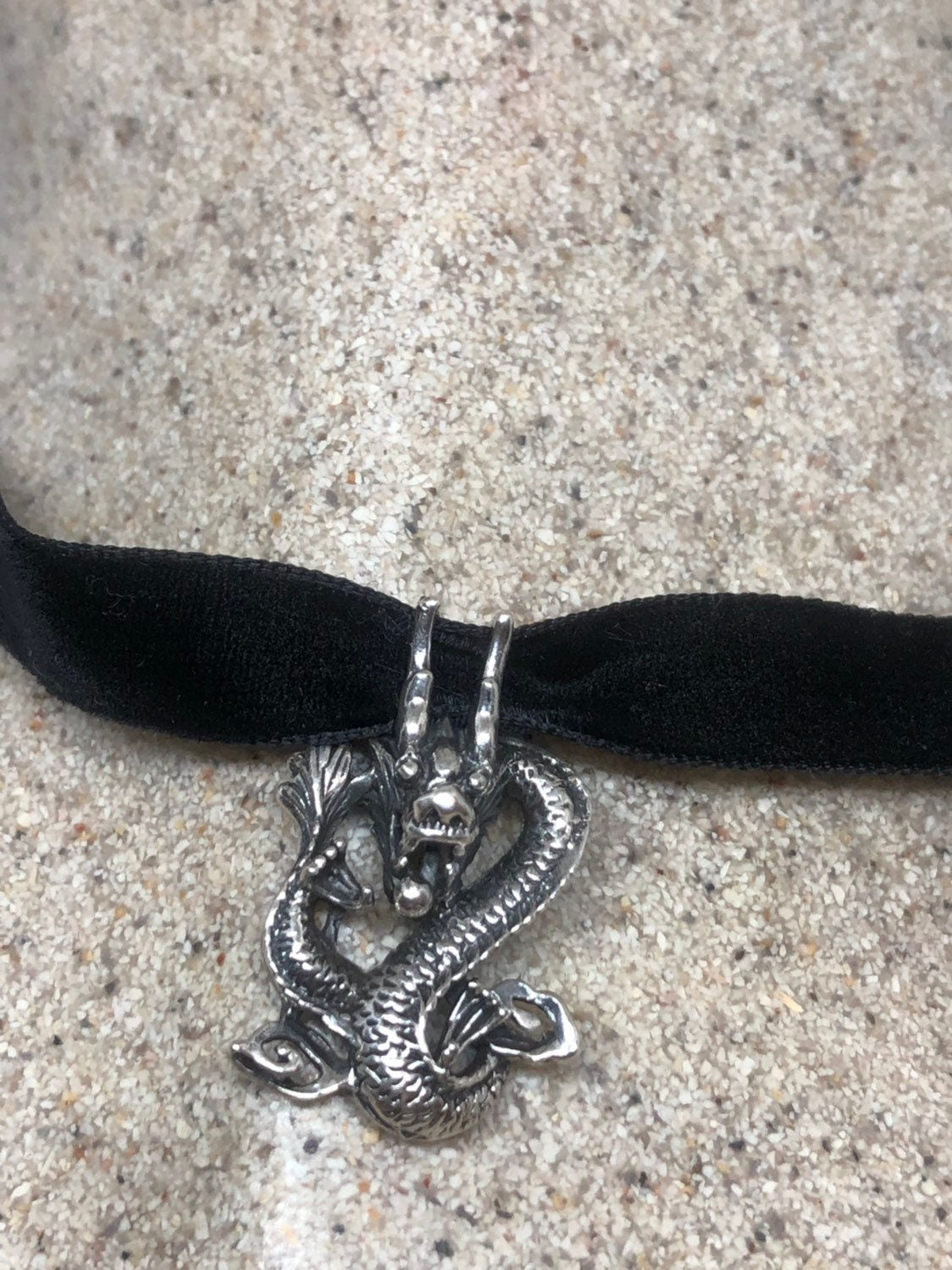 Vintage Handmade Sterling Silver 925 Dragon Necklace