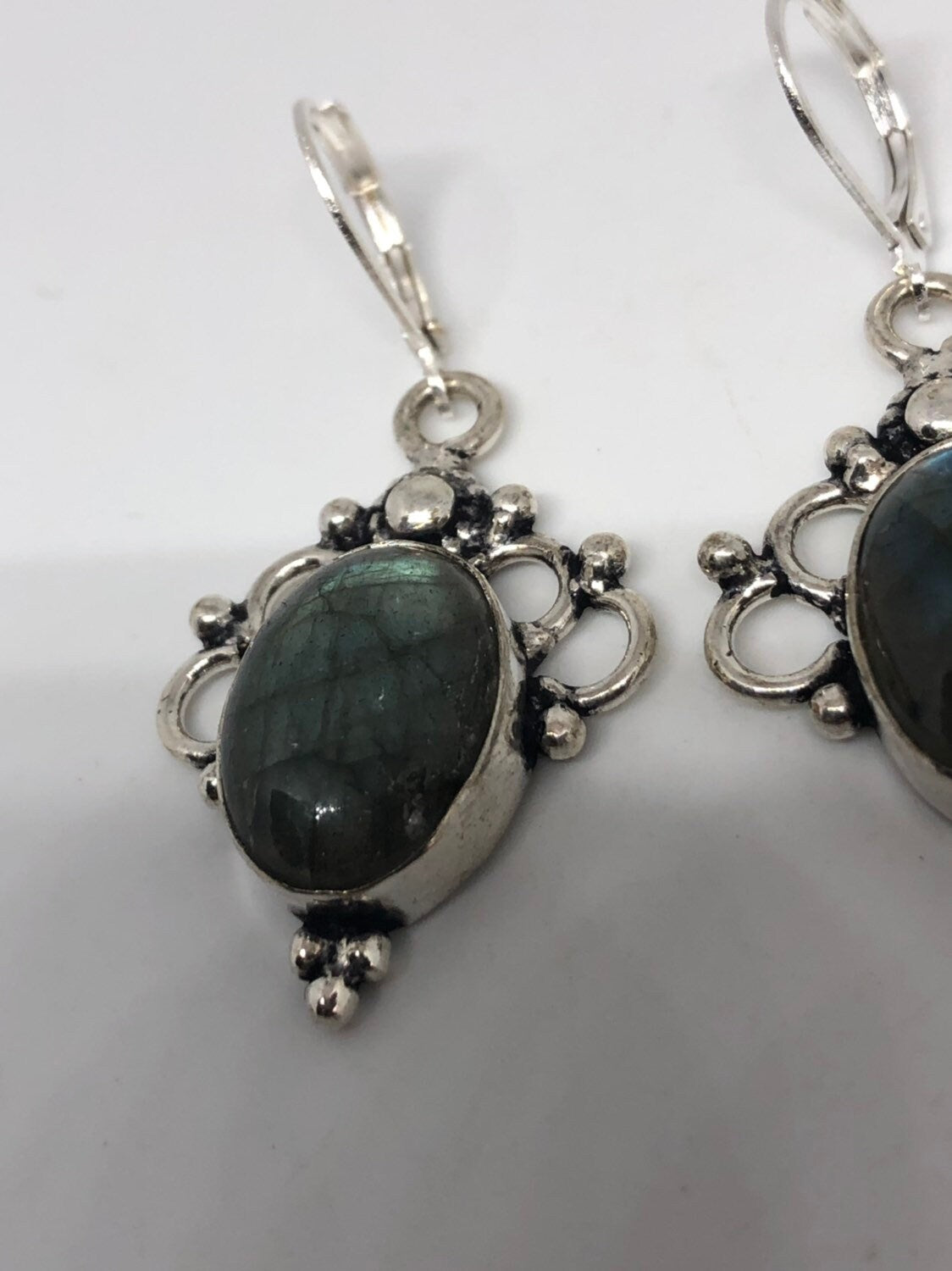 Vintage Labradorite Silver Dangle Earrings