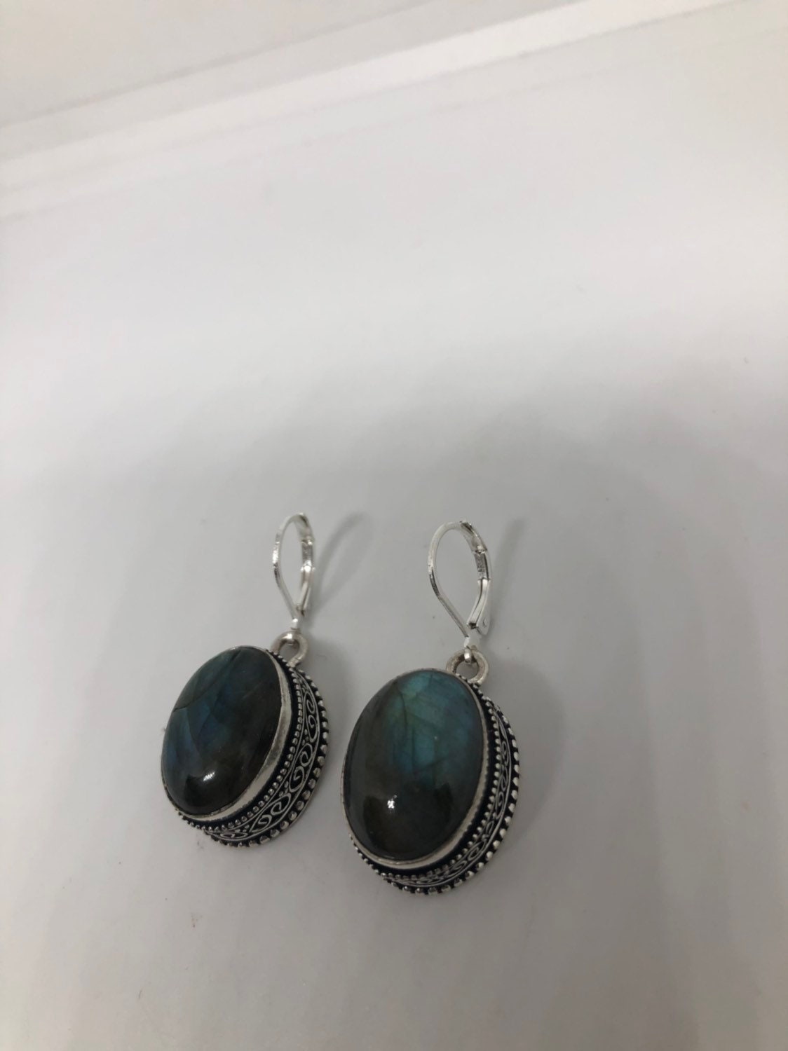 Vintage Labradorite Silver Dangle Earrings