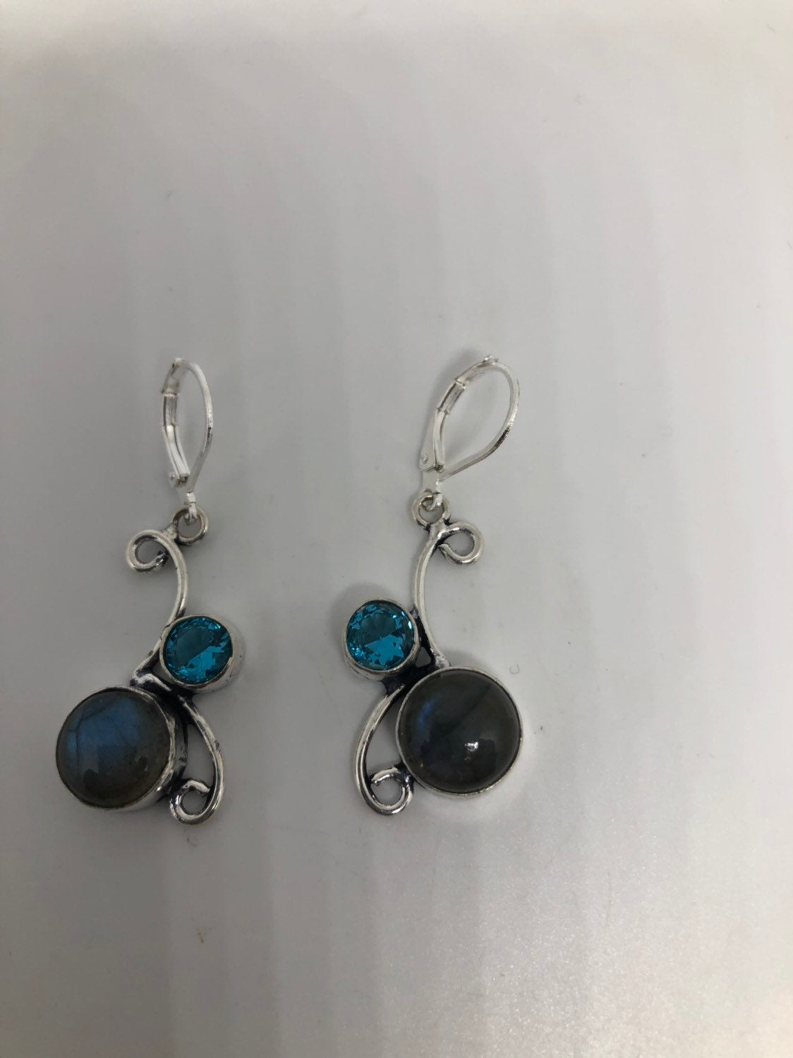 Vintage Labradorite Silver Dangle Earrings