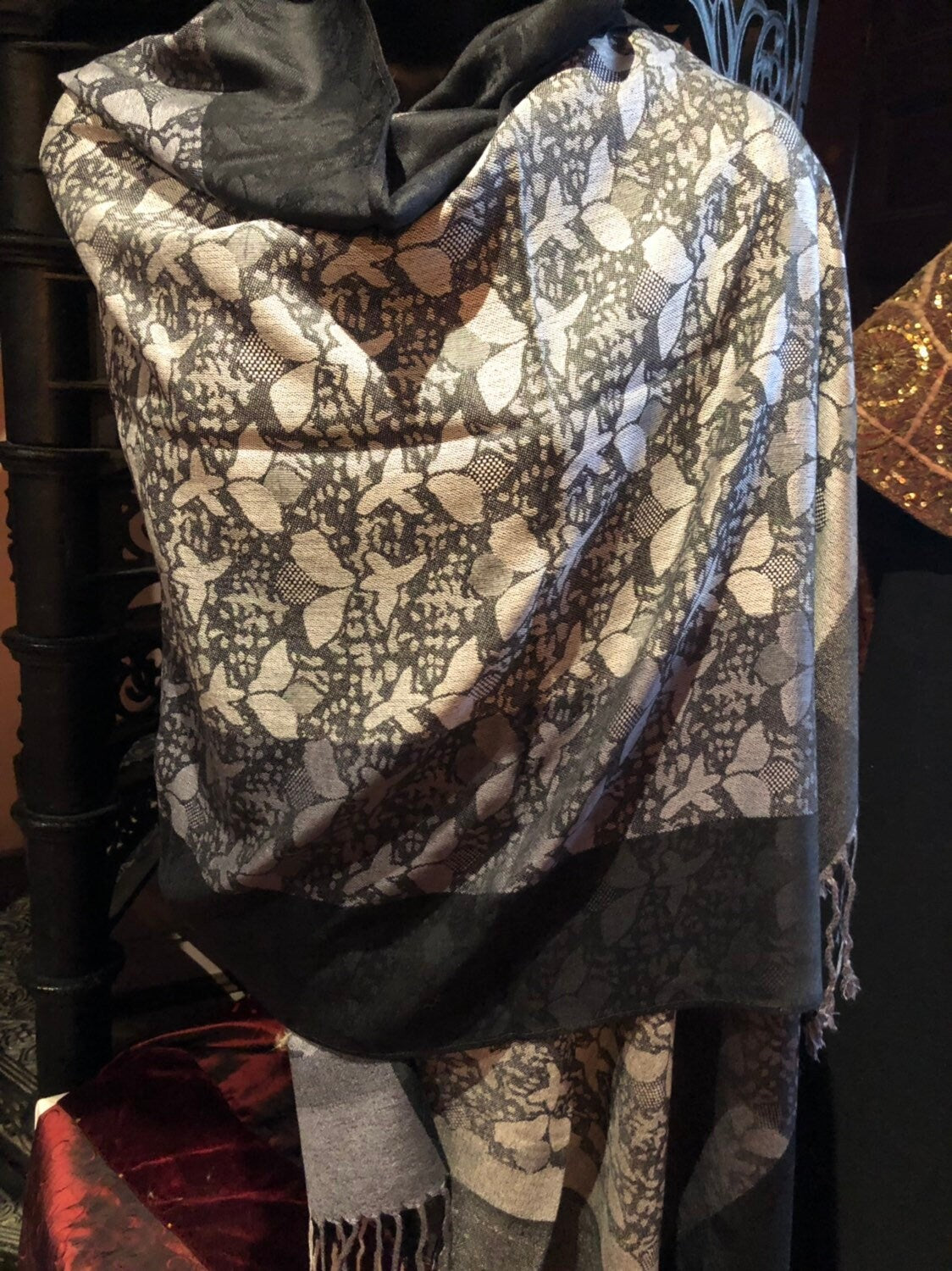 Vintage Paisley Brocade Pashmina Scarf Wrap Shawl