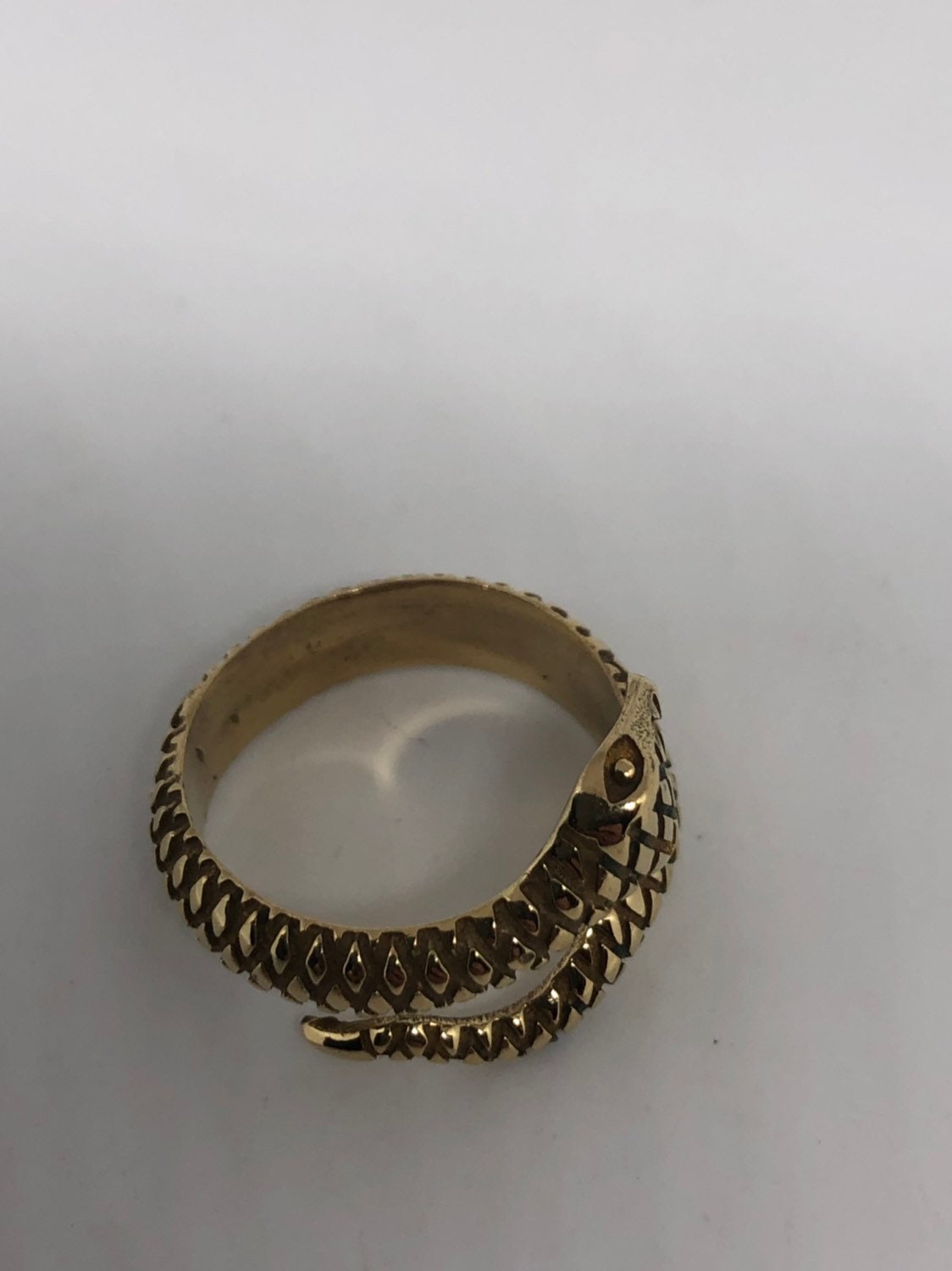 Vintage Gothic Golden Bronze Snake Mens Ring