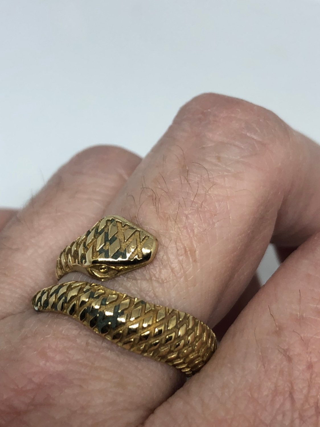 Vintage Gothic Golden Bronze Snake Mens Ring