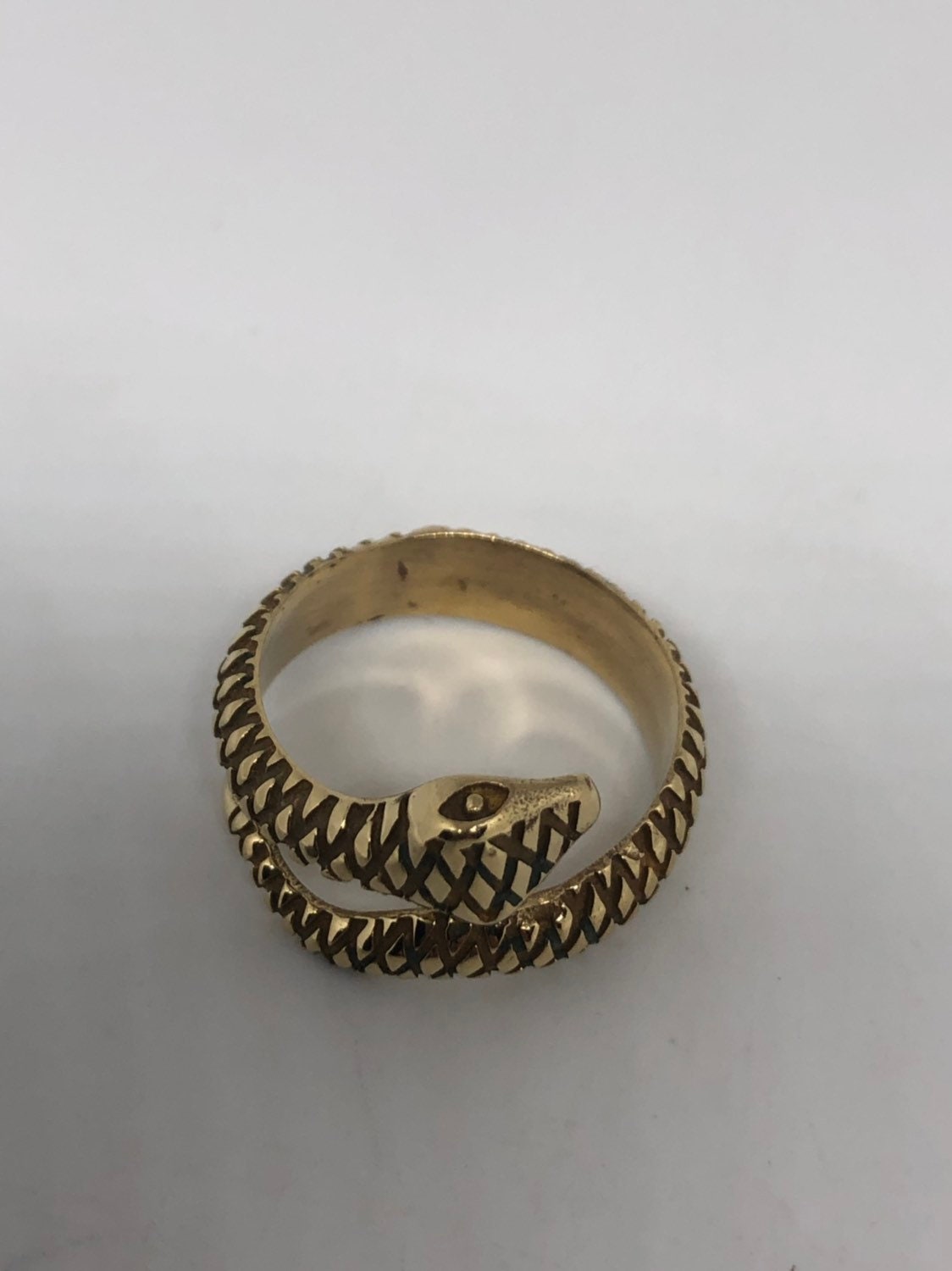 Vintage Gothic Golden Bronze Snake Mens Ring