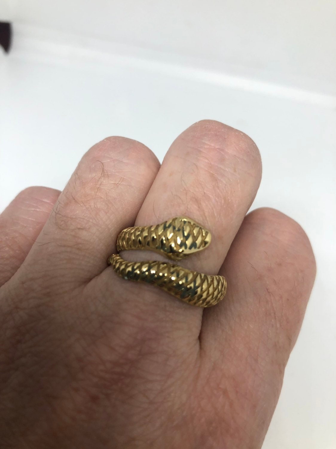 Vintage Gothic Golden Bronze Snake Mens Ring