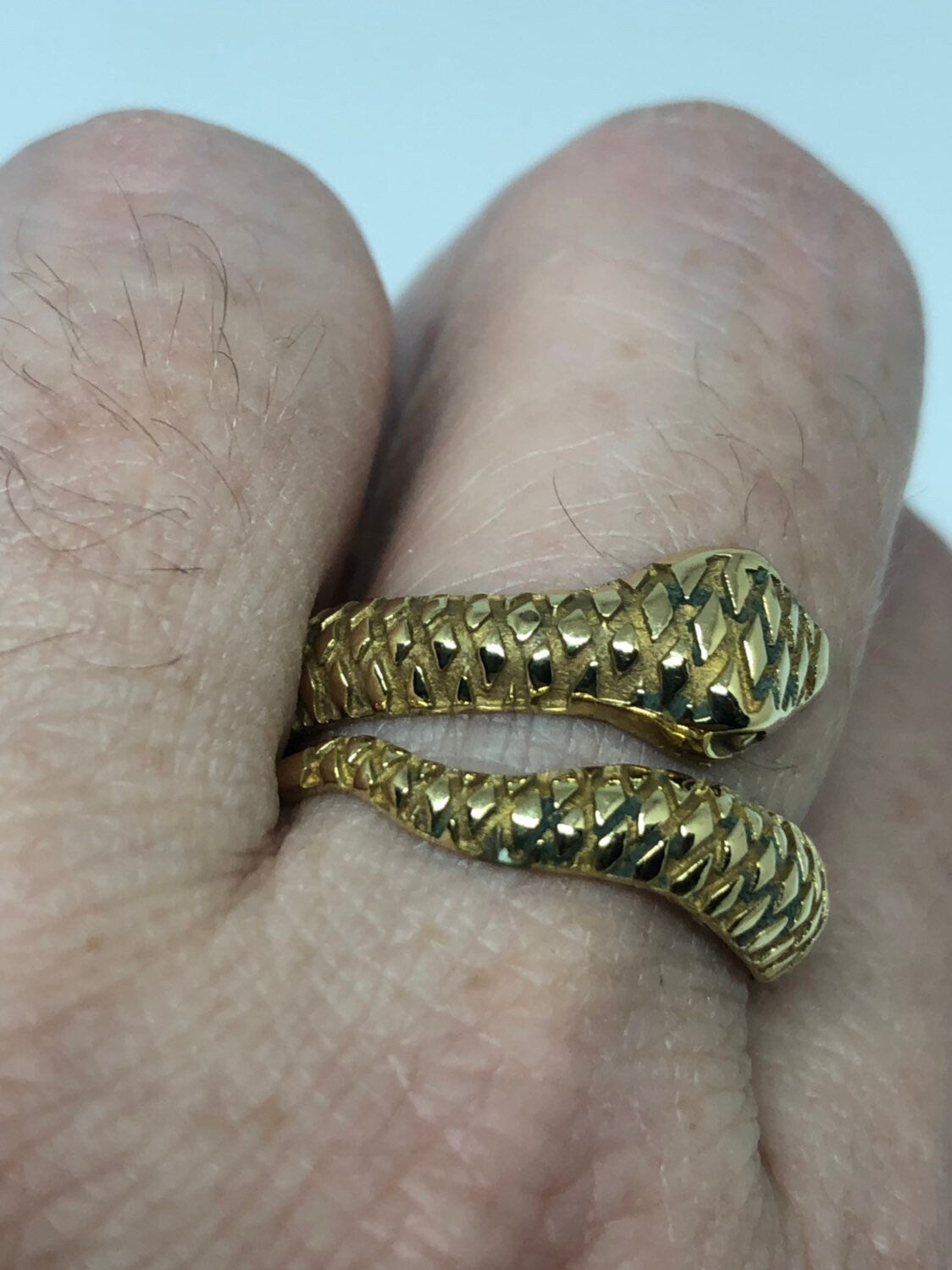 Vintage Gothic Golden Bronze Snake Mens Ring