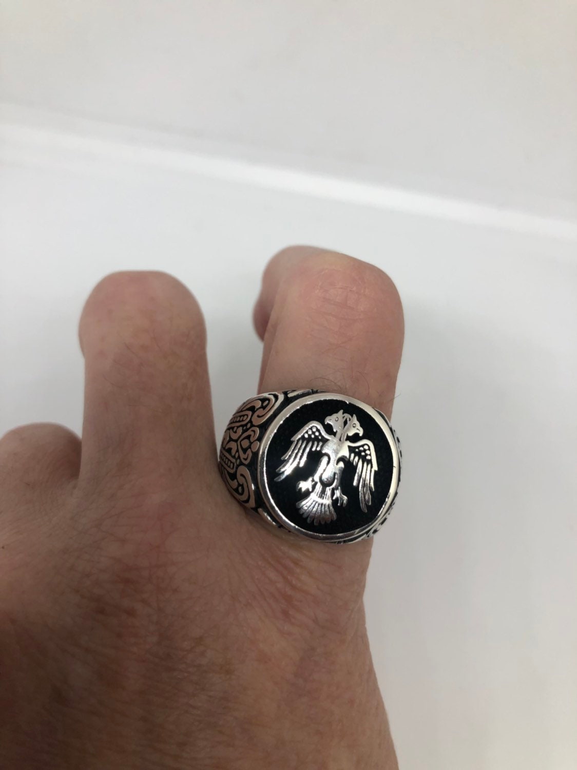 Vintage Double Headed Eagle 925 Sterling Silver Ring