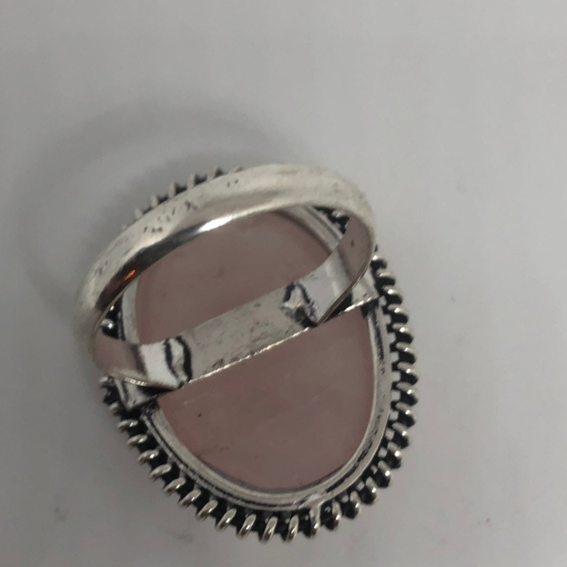 Vintage Genuine Rose Quartz Silver Ring