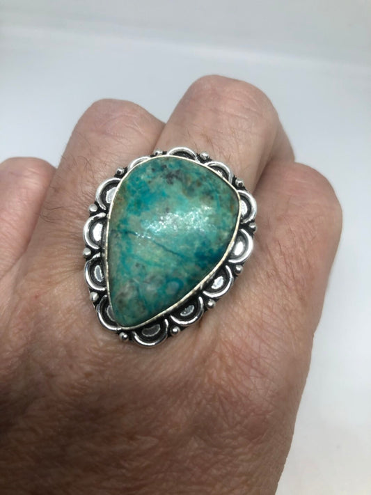 Vintage Genuine Blue Amazonite Silver Ring