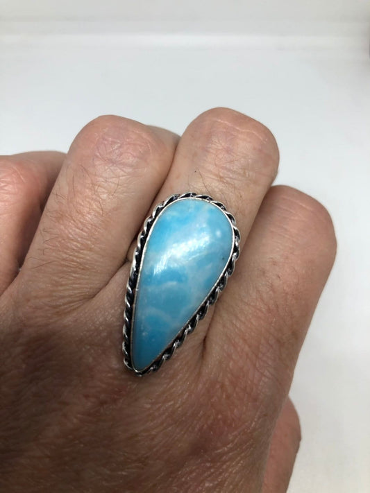 Vintage Blue Genuine Larimar Ring Size 7
