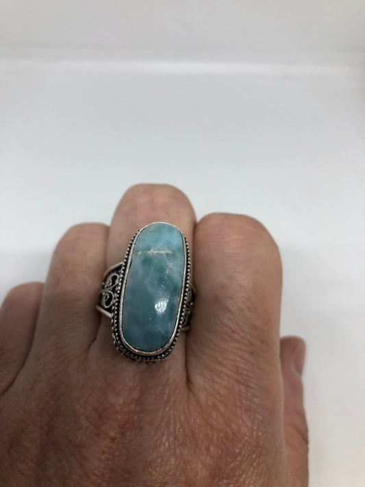 Vintage Blue Genuine Larimar Ring Size 9