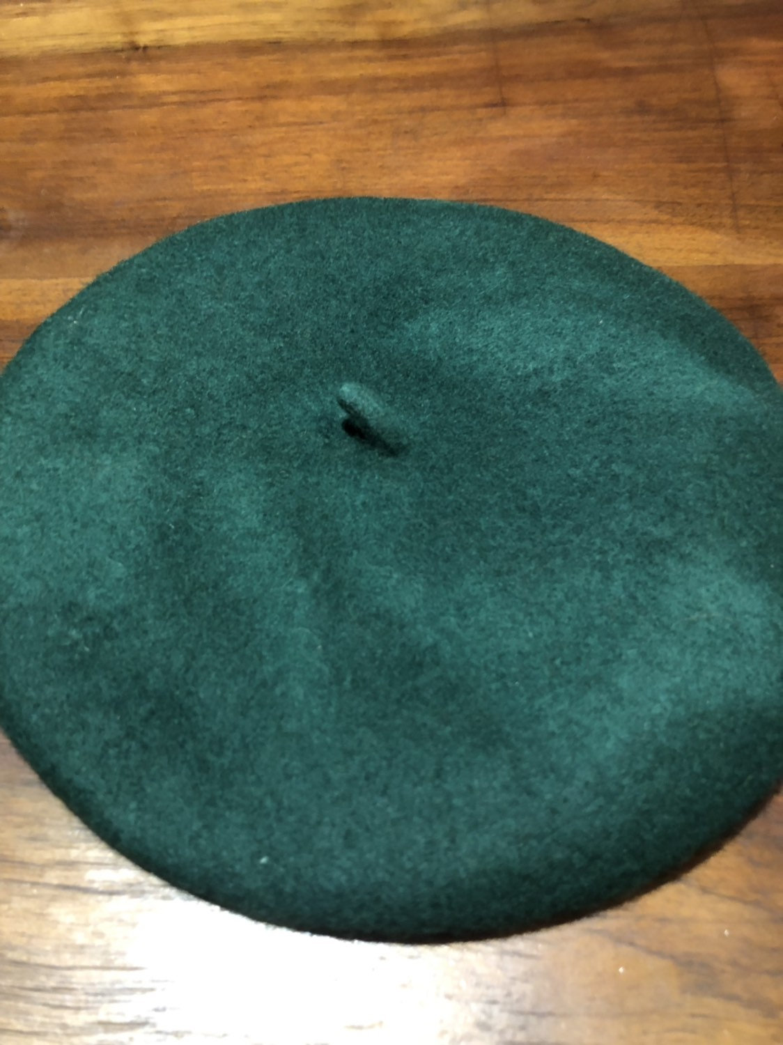 Vintage Green Wool Felt 10 in Beret Hat