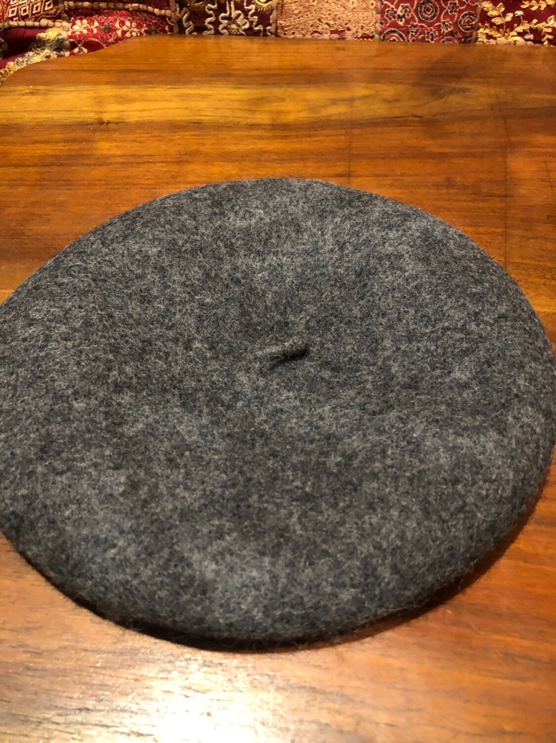 Vintage gray Wool Felt 11 in Beret Hat