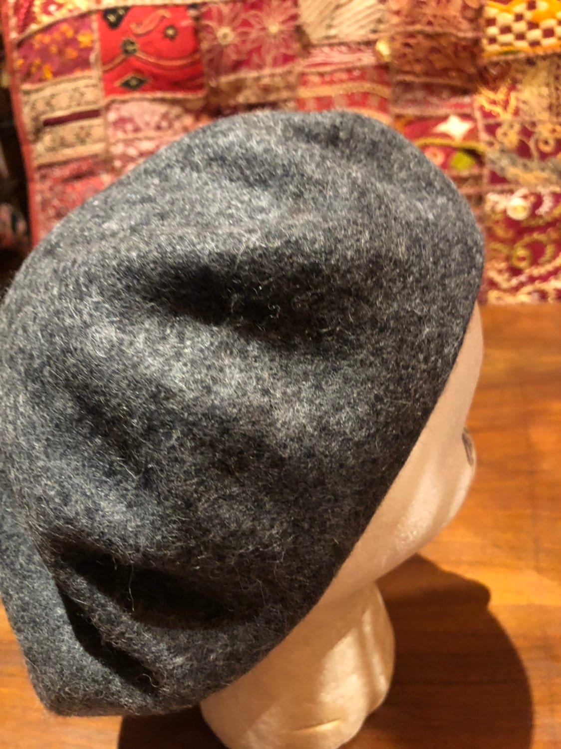 Vintage gray Wool Felt 10 in Beret Hat