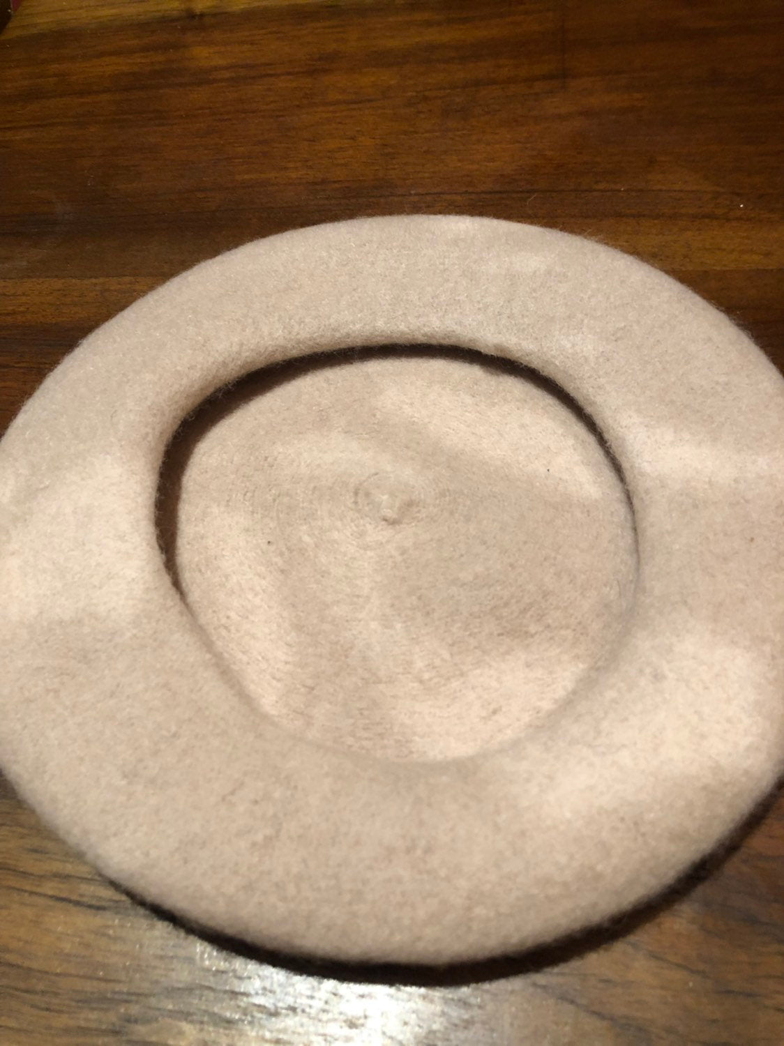 Vintage ivory Wool Felt 10 in Beret Hat