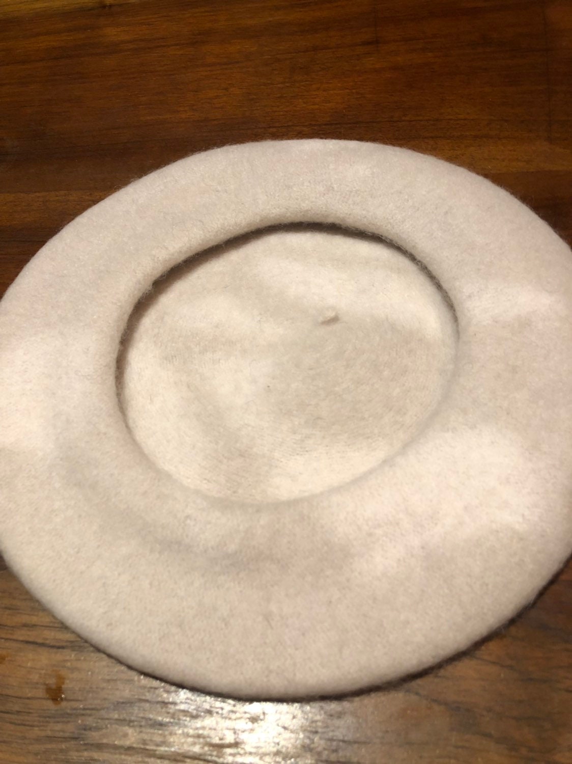 Vintage White Wool Felt 10 in Beret Hat