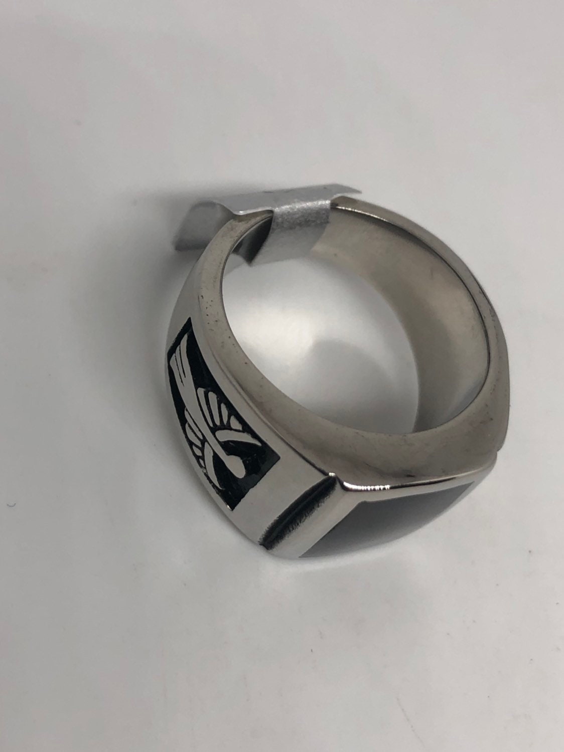 Vintage Native American Style Southwestern Black Onyx Stone Mens Thunderbird Ring