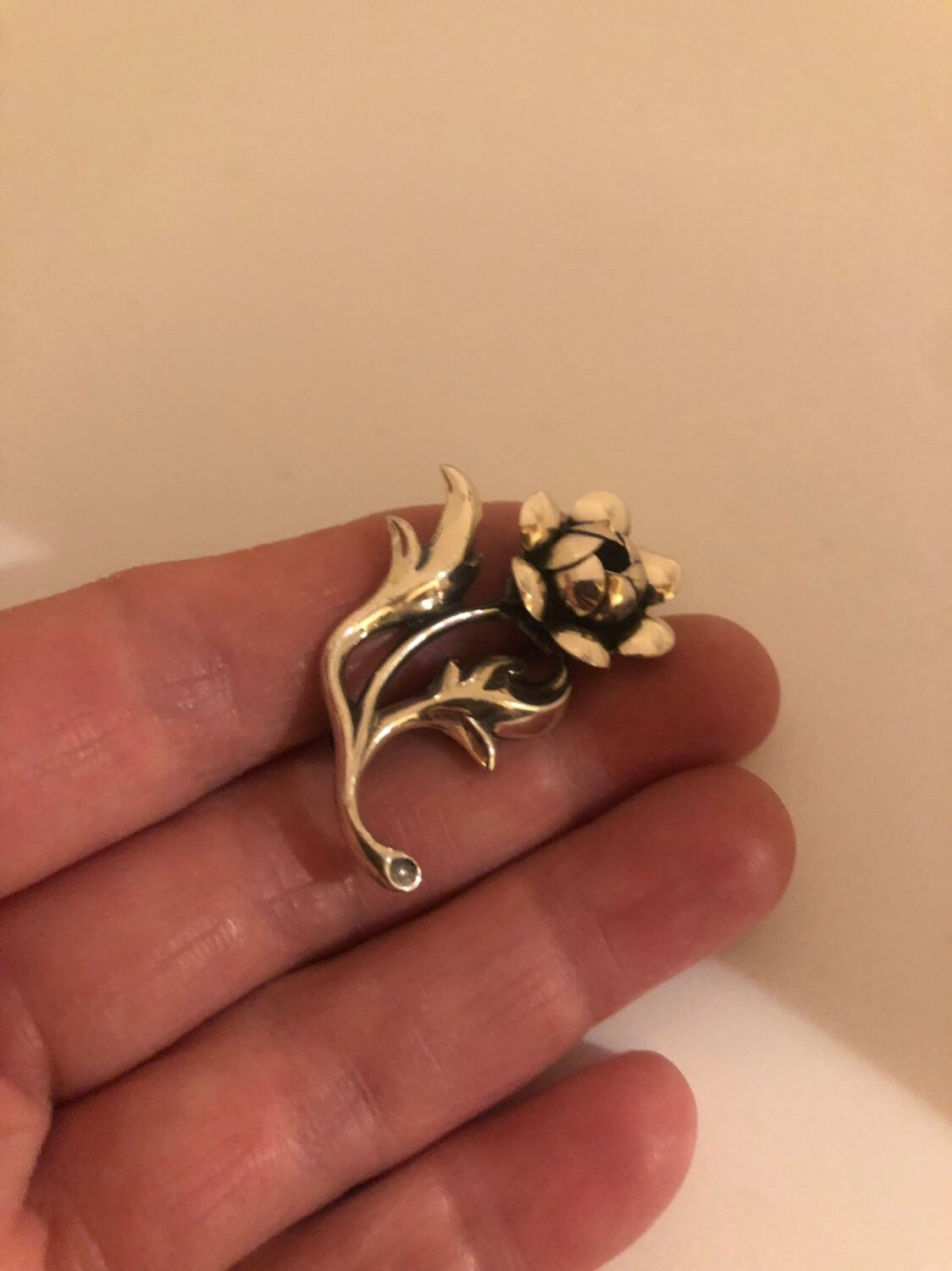 Vintage Hand Made Deco Flower 925 Sterling Silver Small Brooch Pin About an Inch