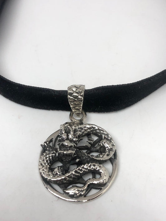 Vintage Handmade Sterling Silver 925 Gothic Dragon Necklace