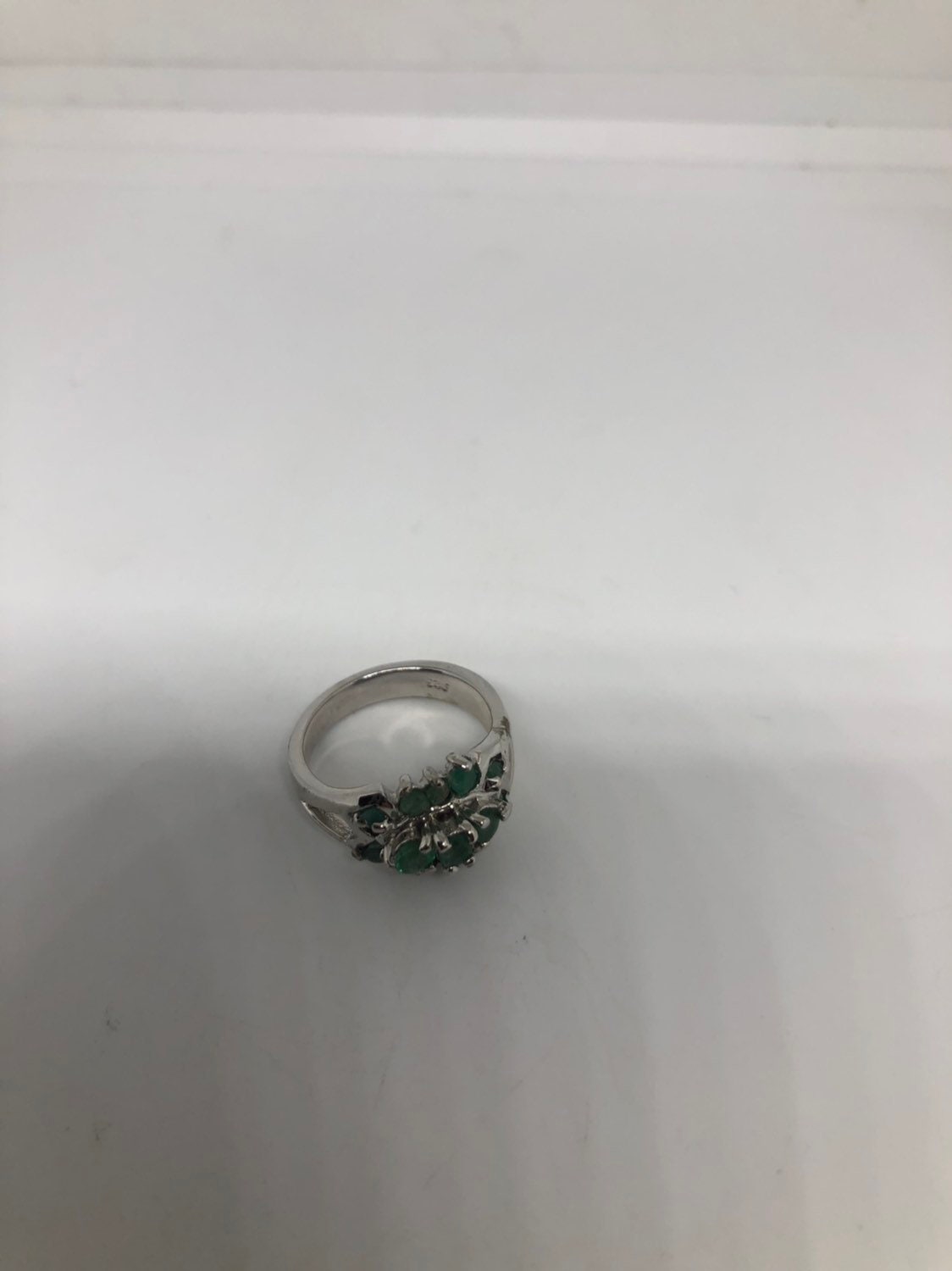 Vintage Handmade Genuine Green Emerald Setting 925 Sterling Silver Gothic Ring