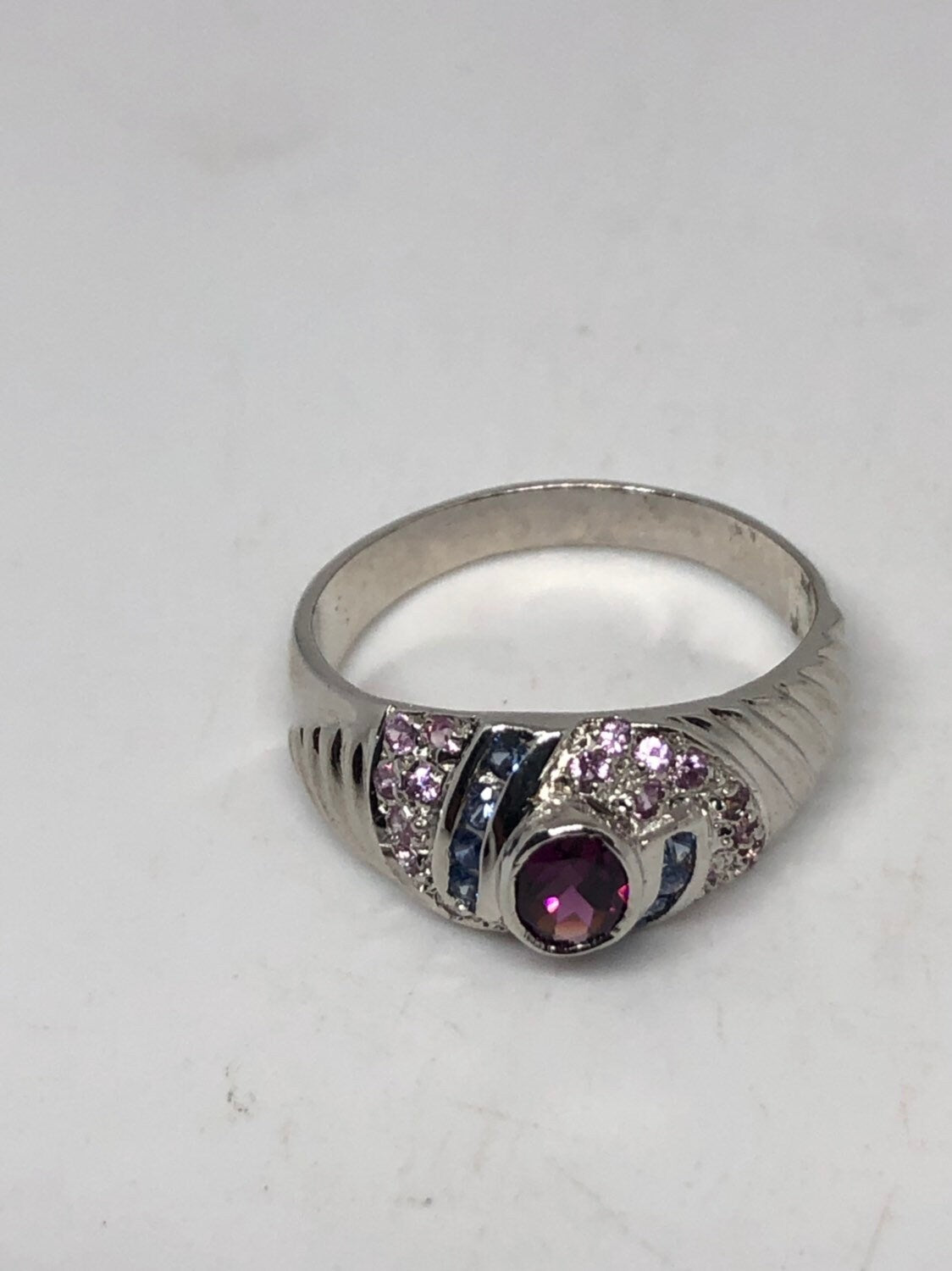 Vintage Handmade Pink Toumaline heart 925 Sterling Silver gothic Ring