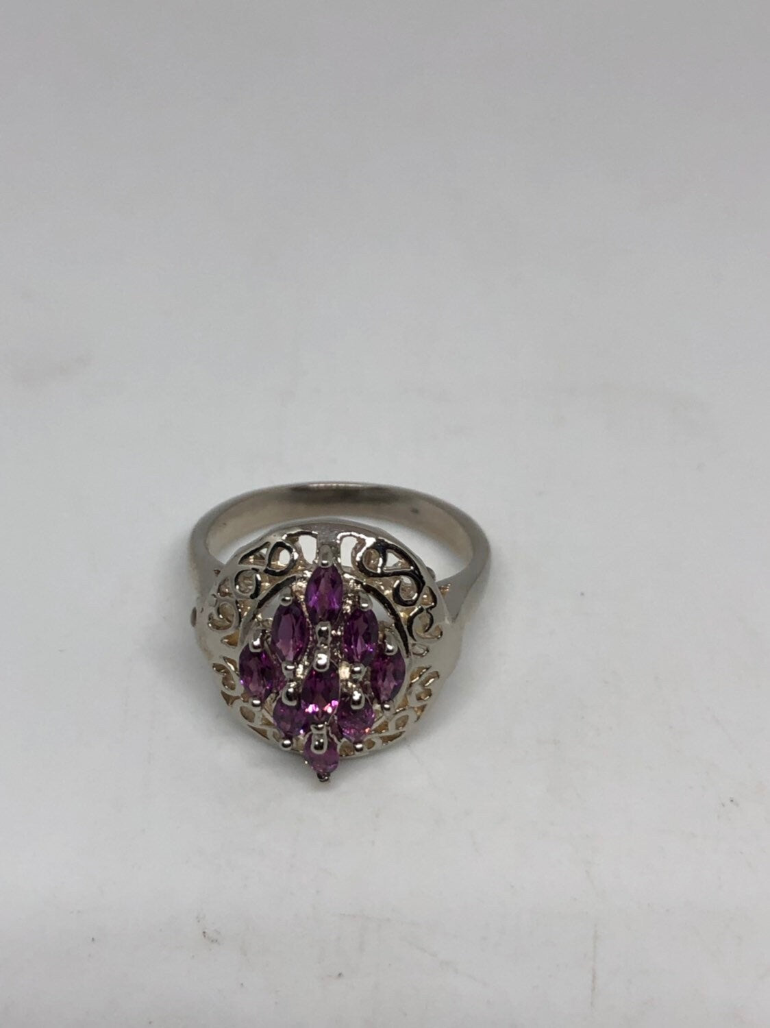 Vintage Handmade Pink Toumaline 925 Sterling Silver Gothic Ring