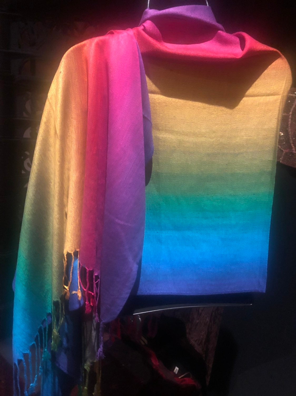 Vintage Rainbow Gay Pride Brocade Pashmina Scarf Wrap Shawl