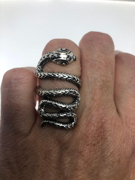 Vintage Snake Ring Silver White Bronze