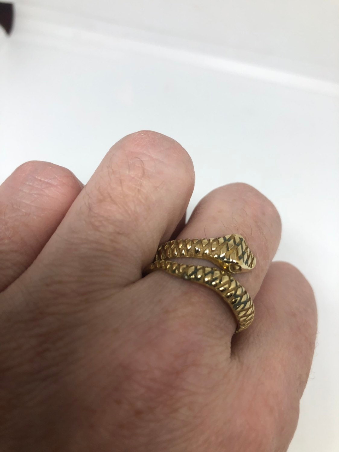 Vintage Gothic Golden Bronze Snake Mens Ring