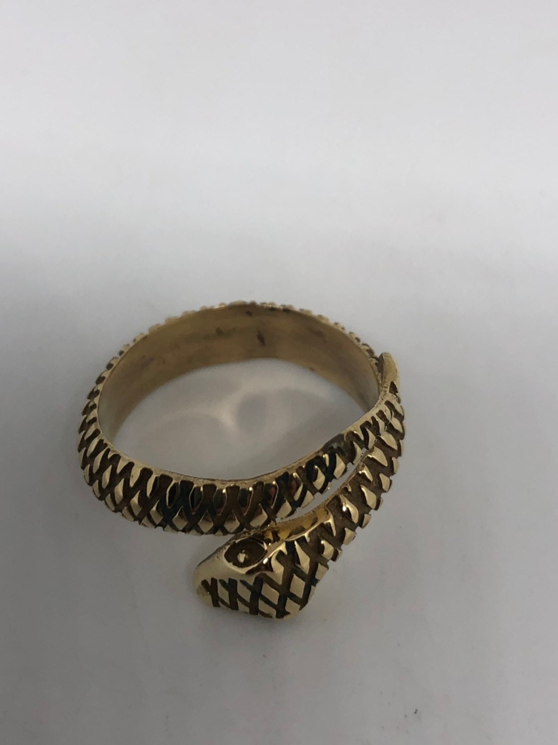 Vintage Gothic Golden Bronze Snake Mens Ring