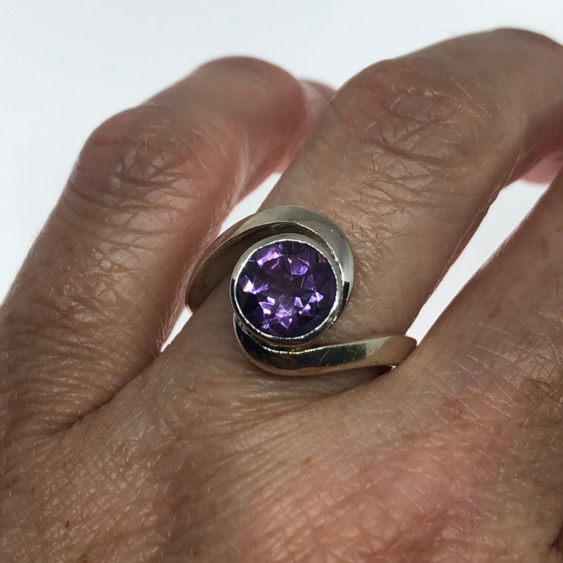 Vintage Handmade Genuine Purple Amethyst Filigree Setting 925 Sterling Silver Gothic can be resized