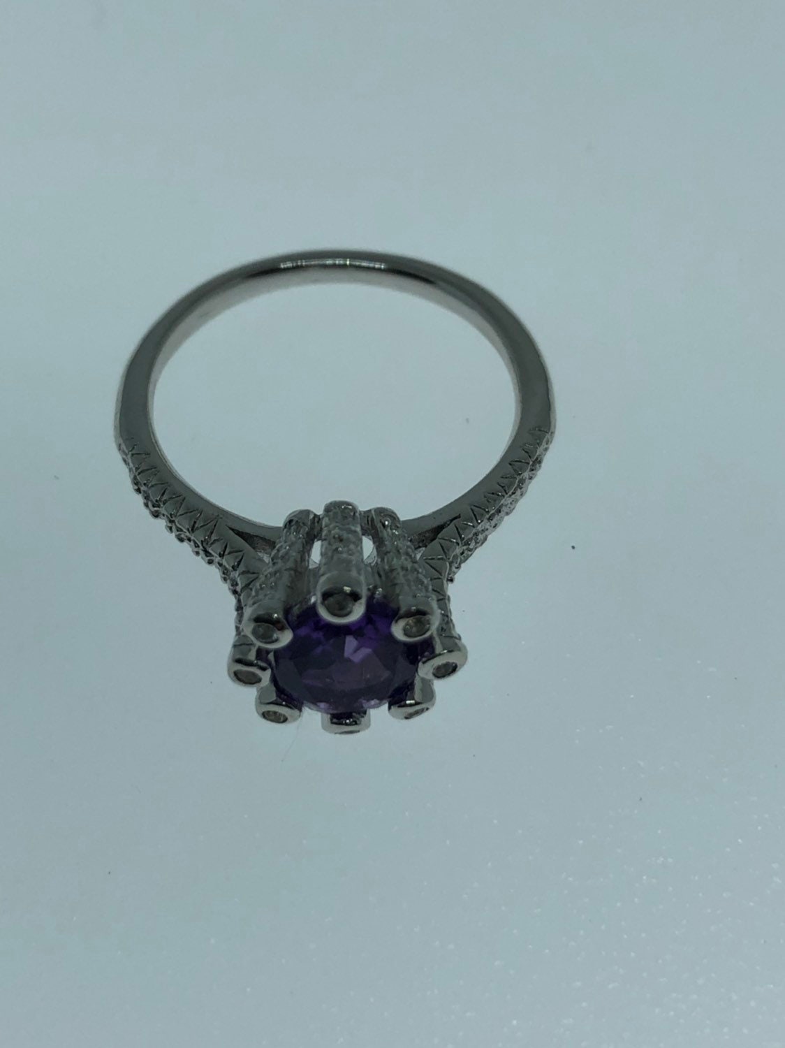 Vintage Handmade Deep Purple Genuine Amethyst Setting 925 Sterling Silver Gothic Ring