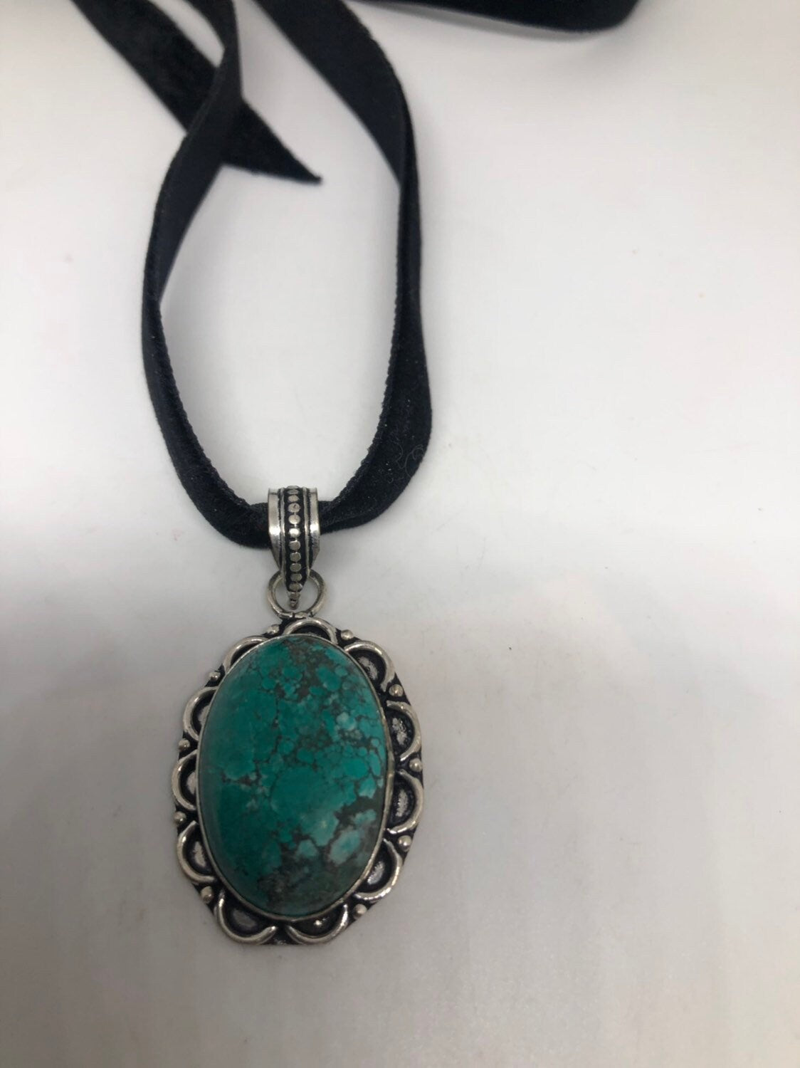 Blue Handmade Gothic Styled Silver Finished Genuine Tibetan Turquoise Choker Necklace