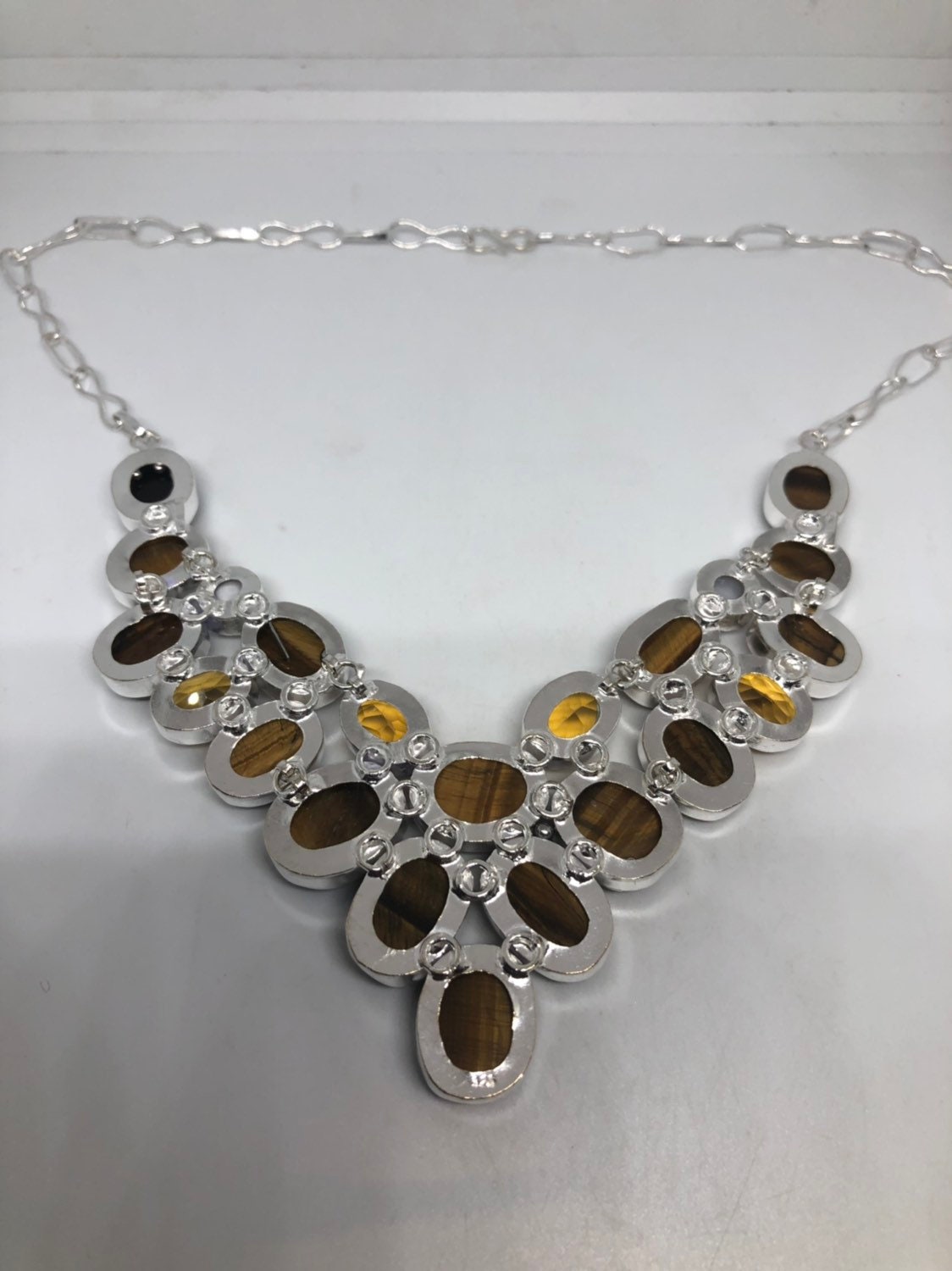 Handmade Turkish Ottoman Styled Silver tigers eye Pendant Necklace
