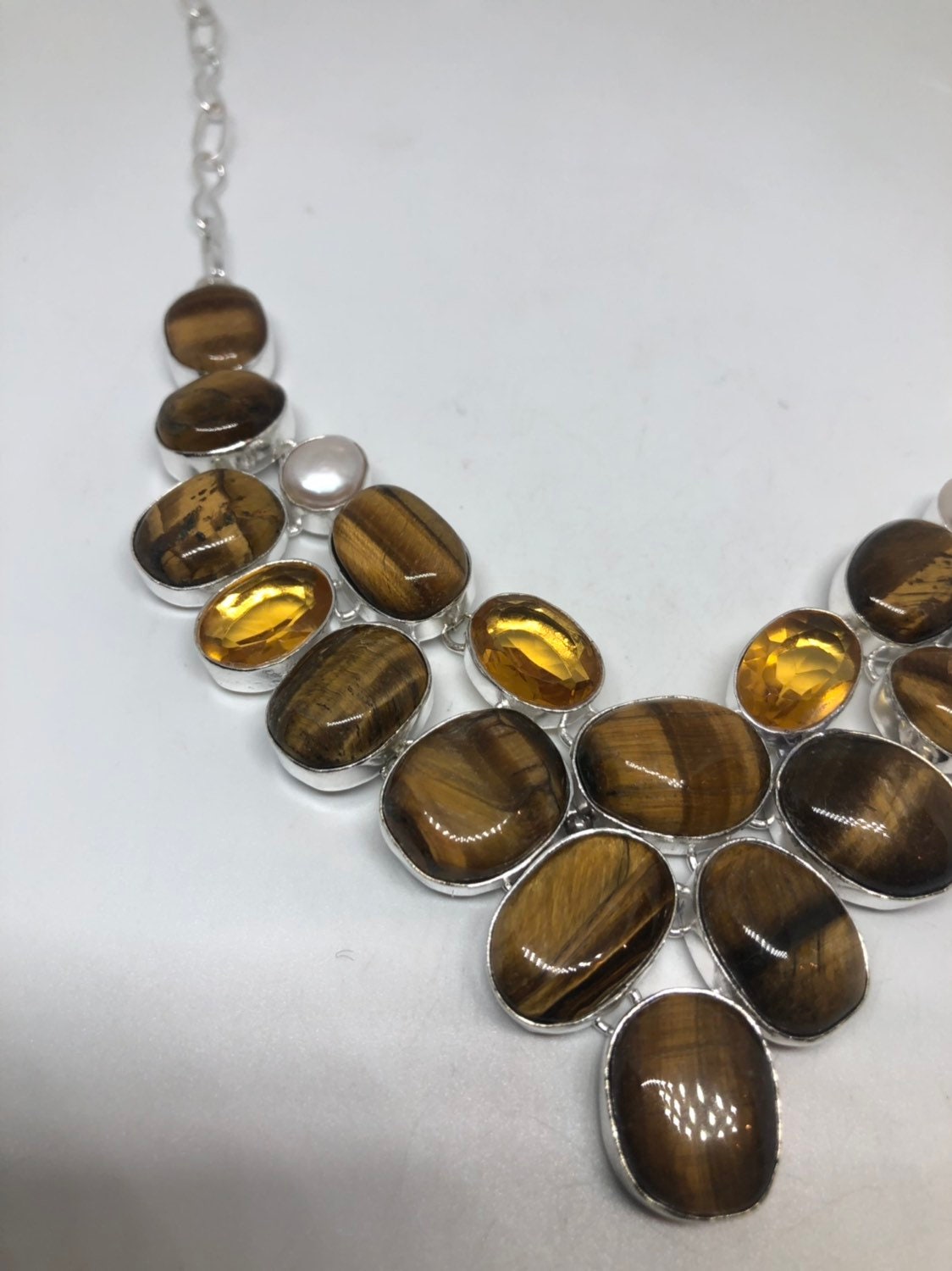 Handmade Turkish Ottoman Styled Silver tigers eye Pendant Necklace